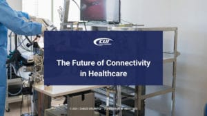 Physician using virtual surgical simulation with Title: The Future of Connectivity in Healthcare