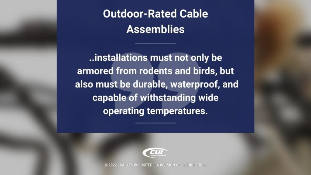 Callout 3: Outdoor Rated Cable Assemblies - fact - blurred background