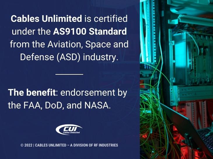 Callout 3: Server in server room - Cables Unlimited is certified under the AS9100 standard