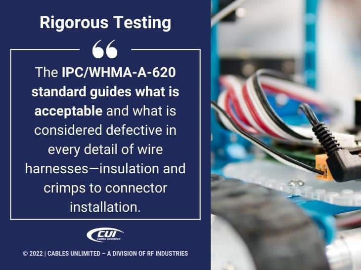 Callout 4: Rigorous testing - IPC/WHMA-A-620 standard guides what is acceptable quote from text