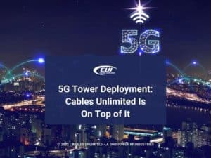 Featured: 5G network icon over large nighttime cityscape-5G Tower Deployment: Cables Unlimited Is On Top of It