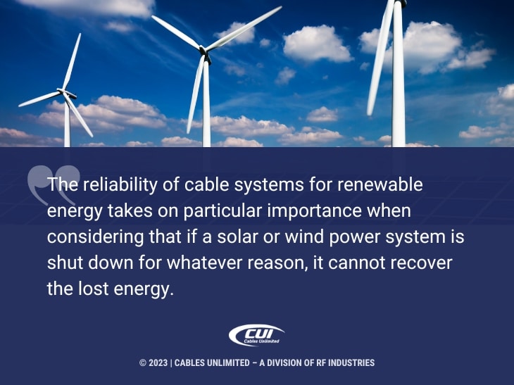 Callout 1: quote from text about reliability of cable systems for renewable energy