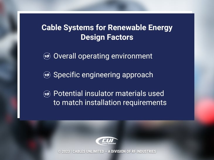 Callout 4: cable systems for renewable energy design factors - three listed