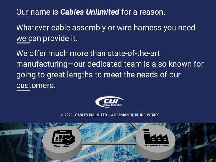 Callout 3: supply chain network icons- what Cables Unlimited can do for you- 3 facts