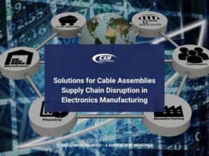 Featured: supply chain network icons on top of earth globe- Solutions for Cable Assemblies Supply Chain Disruption in Electronics Manufacturing