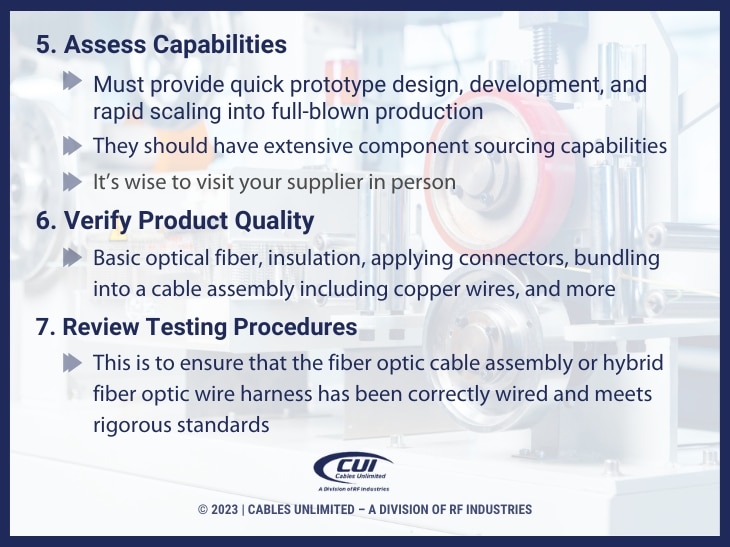 Callout 3: Steps 5, 6, 7. Assess capabilities, Verify product quality, Review testing procedures