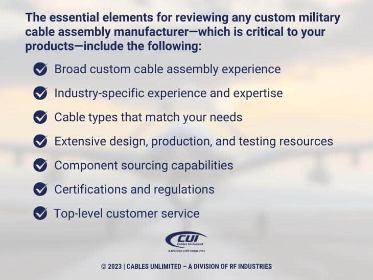 Callout 4: Seven Elements For Reviewing Custom Military Cable Assembly Manufacturers