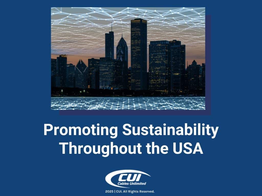 Tall Cityscape With Network Connectivity Covering The City Concept- Promoting Sustainability Throughout The Usa.