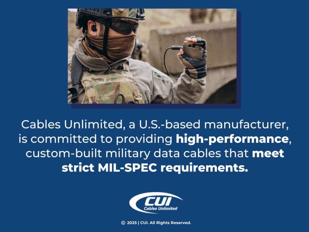 Soldier Holding A Tactical Device- Cables Unlimited, A Us Manufacturer Provides Custom Military Data Cables.