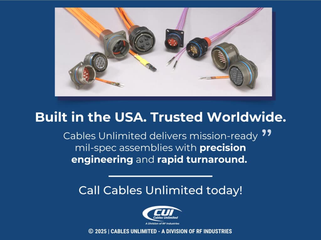 Rugged Circular &Amp; Fiber Optic Connectors Attached To Cables- Cables Unlimited Mil-Spec Assemblies Built In Usa.