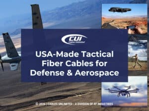 Military/aerospace scenes- USA-Made tactical fiber cables for defense and aerospace.