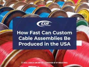 Large industrial spools of cables. Article title.