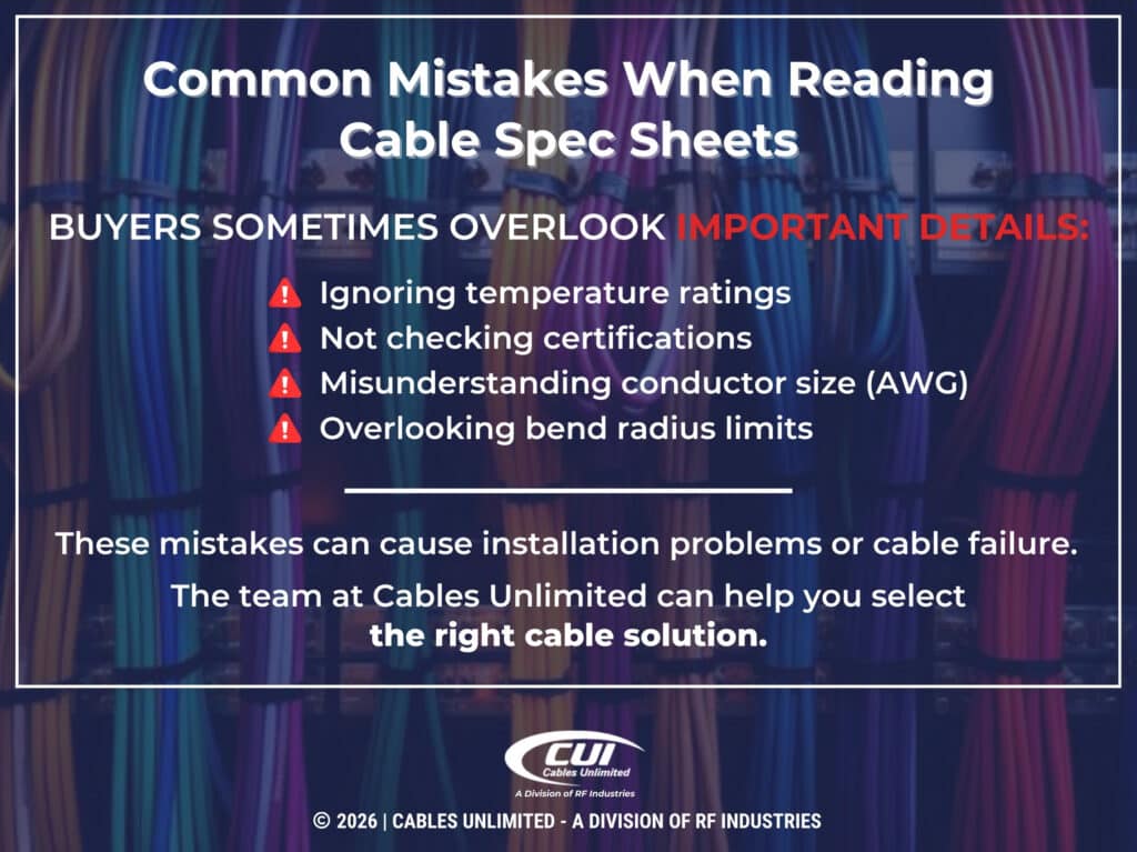 Four Common Mistakes When Reading Cable Spec Sheet Listed.