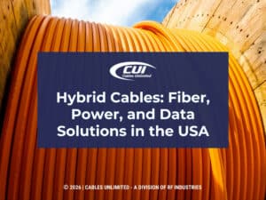 Large coils of orange cable. Article title.