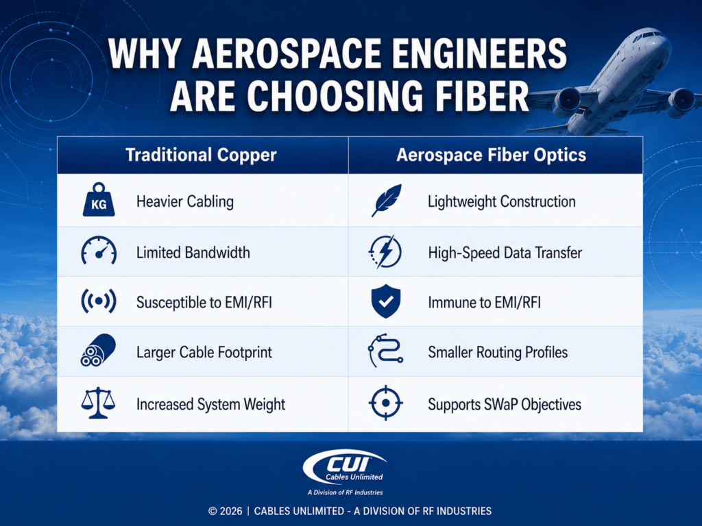 Five Reasons Aerospace Engineers Choose Fiber Optics.