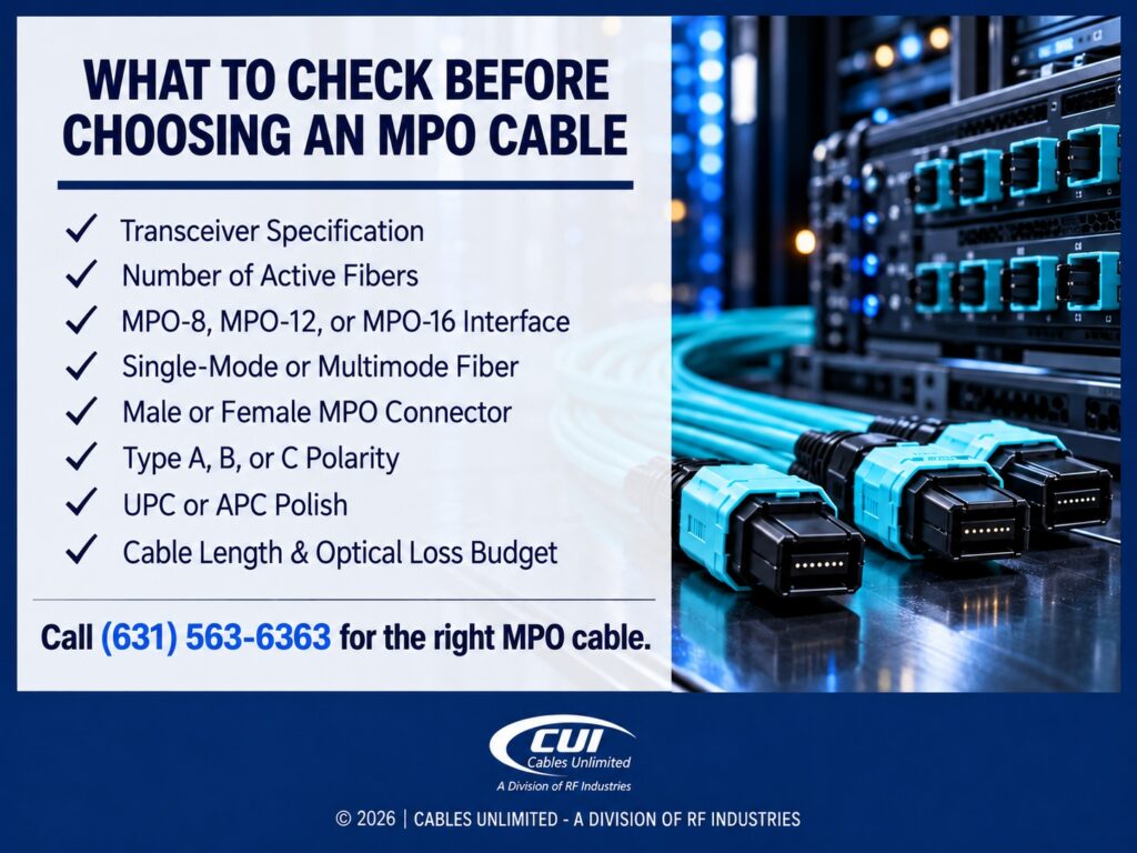Checklist Before Choosing A Mpo Cable. 8 Listed In Order They Should Be Checked.