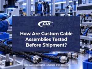 High-tech testing facility for cable assemblies. How are custom cable assemblies tested before shipment? Blog title.